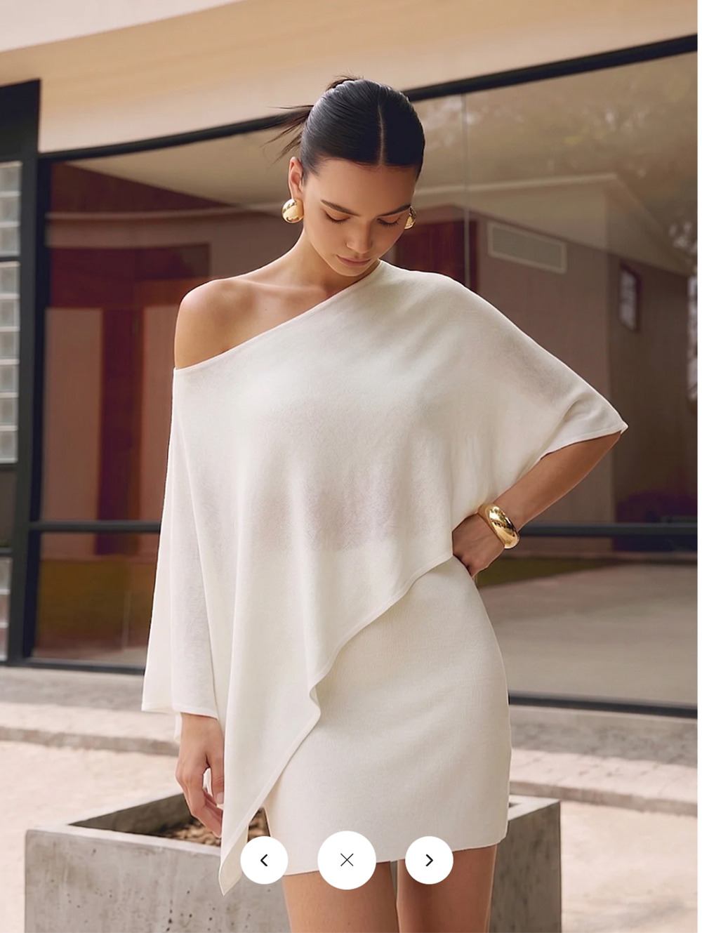 NWT Commense Asymmetric Knit Cape Top & Mini Skirt Set Sz M